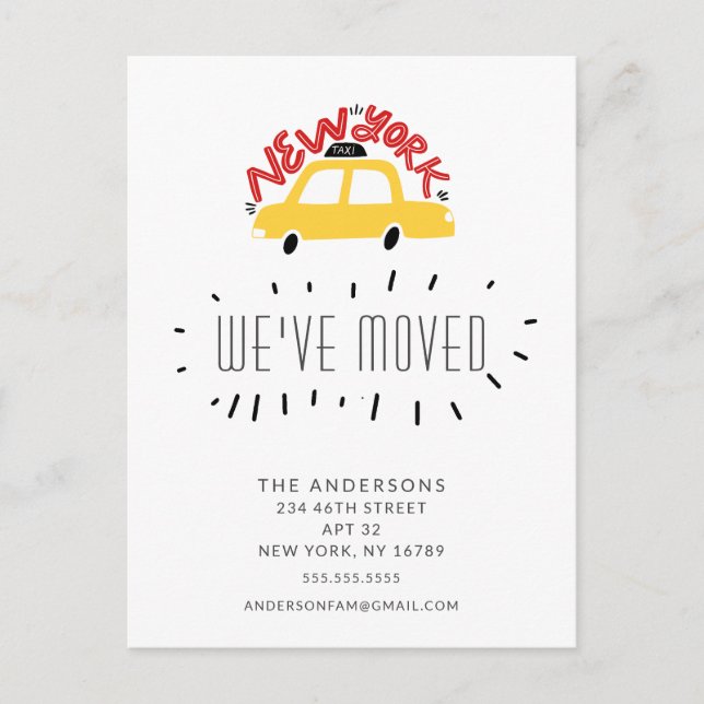 Cartão de Anúncio de Táxi Amarelo Divertido Nova I (Frente)