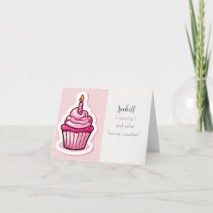 Cartão de Anúncio Dobrado com Tema de Cupcake Rosa