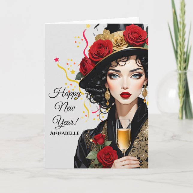 Cartão de Anúncio Dobrado do "Feliz ano novo" (Frente)