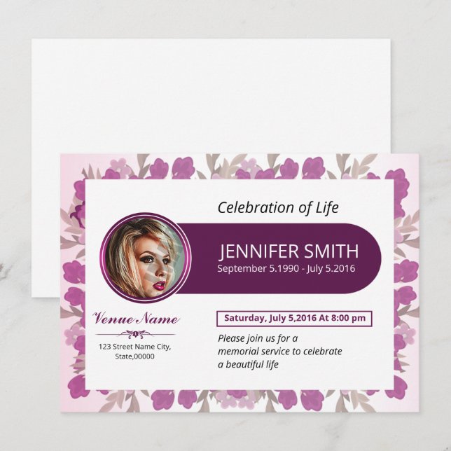 Cartão de Anúncio Funeral (Frente/Verso)