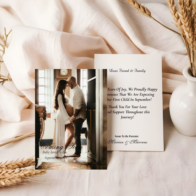 Cartão de anúncio minimalista de fotogravidez (Criador carregado)