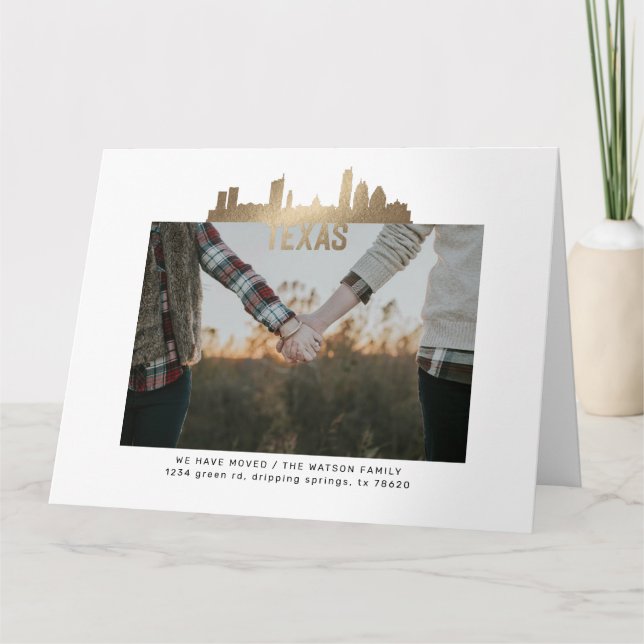 cartão de Anúncio Móvel do estado do texto dourado (Frente)