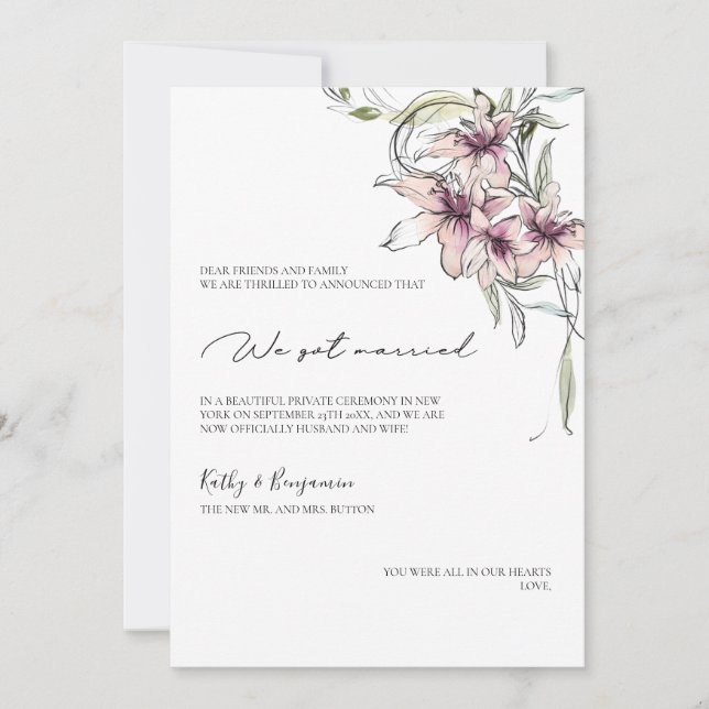 Cartão de Anúncio para lírios cor-de-rosa floral - (Frente)