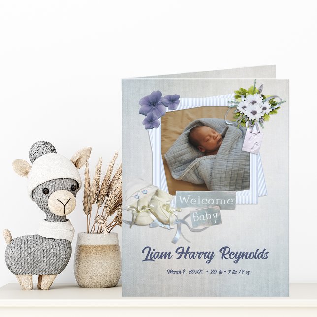 Cartão de Anúncio Plano Bebê do Estilo Shabby Teal (Criador carregado)