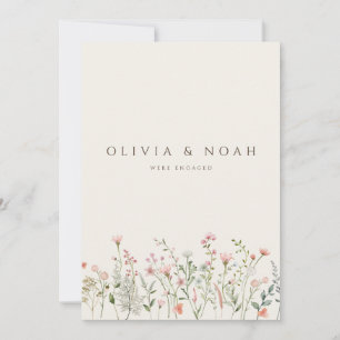 Cartão de Anúncio Simples de Noivado de Flor Selva