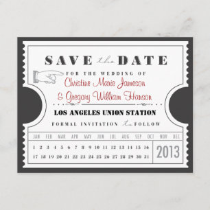 Cartão de aperto de tíquete Salvar a Data