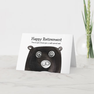 Cartão de aposentação de urso de olhos brancos
