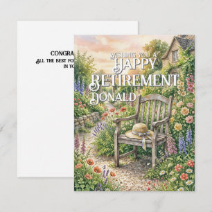 Cartão de Aposentadoria com Ilustração de Jardim d