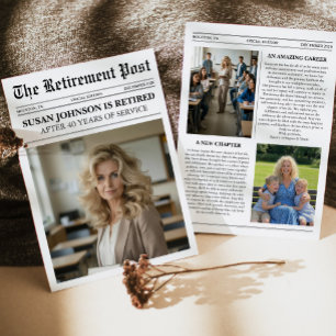 Cartão de Aposentadoria de Jornal de Foto Moderno