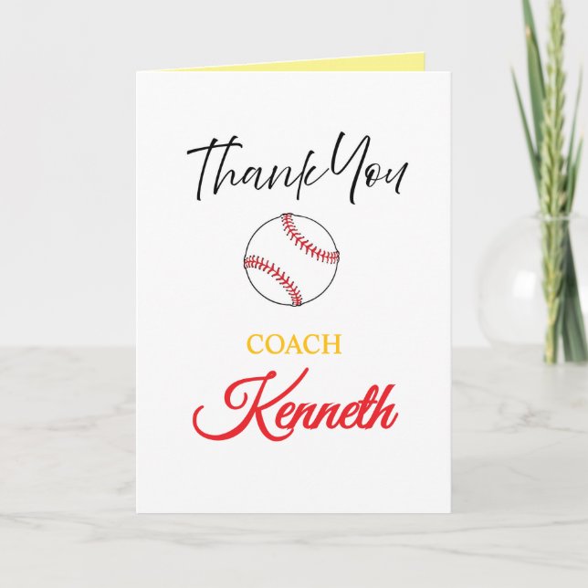 Cartão de Apreciação do Treinador Baseball, Cartõe (Frente)