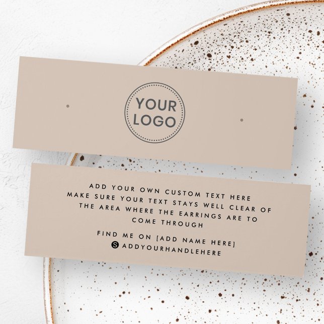 Cartão de apresentação de brinco de logotipo perso (Light brown custom logo stud earring display card)
