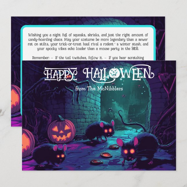 Cartão de Apresentação de Meia-Noite do Halloween (Frente/Verso)