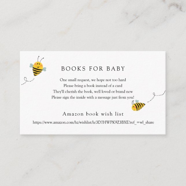 Cartão de apresentação para Bee Books for Baby (Frente)
