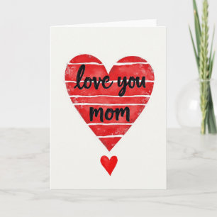 Cartão de Aquarela 'Amo Você Mamãe'