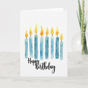 Cartão de Aquarela com Desejos de Aniversário