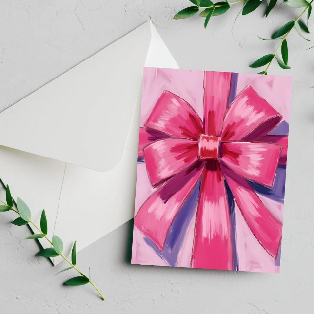 Cartão de Aquarela com Laço Rosa Bonito (Criador carregado)
