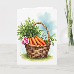 Cartão de Aquarela da Cesta de Colheita
