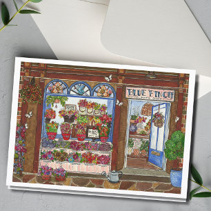 Cartão de Aquarela da Loja de Flores do Dia das Mã