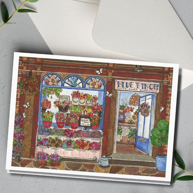 Cartão de Aquarela da Loja de Flores do Dia das Mã (Criador carregado)
