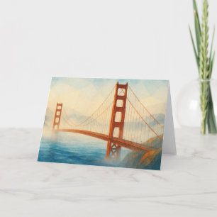 Cartão de Aquarela da Ponte Golden Gate