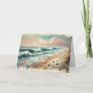 Cartão de Aquarela da Praia de Simpatia Pet