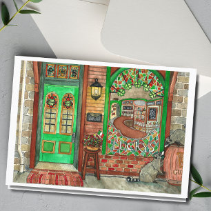 Cartão de Aquarela de Bar Irlandês do Dia de São P