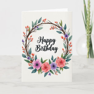 Cartão de Aquarela de Flora em Flor
