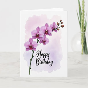 Cartão de Aquarela de Orquídea Alegre