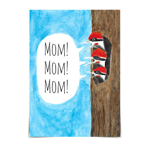 Cartão de Aquarela do Dia das Mães para Bebês Pica