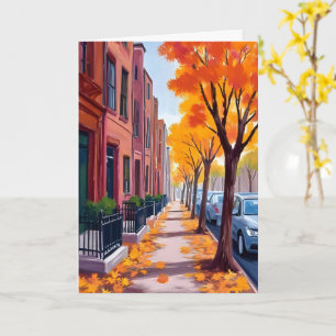 Cartão de Aquarela do Outono em Boston