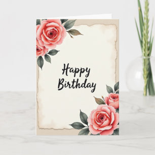 Cartão de Aquarela Floral de Coração