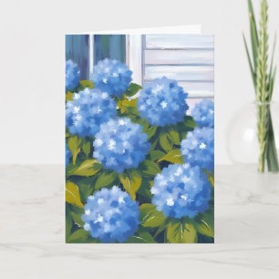 Cartão de aquarela floral de jardim de hortênsia a