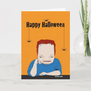 Cartão de aranha Feliz Halloween Frankenstein