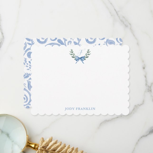 Cartão de Arco Azul com Aquarela Personalizada Gin (Frente/Verso In Situ)