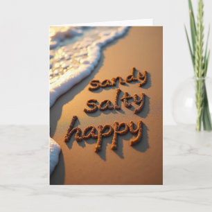 Cartão de Areia de Aniversário Salgado Feliz