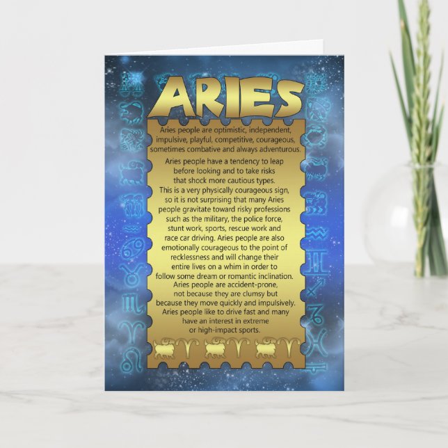 Cartão de Aries - Cartão de Aniversário Zodiac - A (Frente)