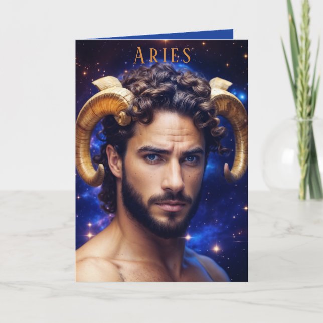 Cartão de Aries Masculino de Aniversário (Frente)