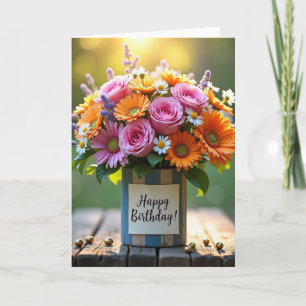 Cartão de Arranjo Floral Alegre