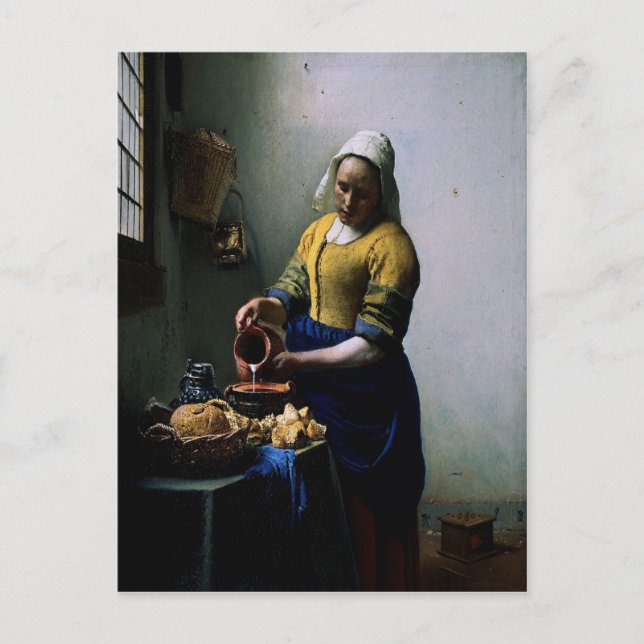 Cartão de Arte - "A Cozinha Maid" por Johannes Ver (Frente)
