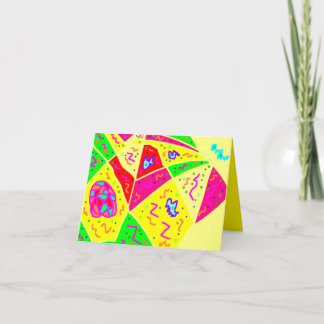 Cartão de arte amarelo e rosa Aniversário