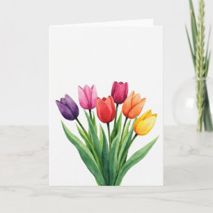 Cartão de Arte Aquarela de Botões Florais