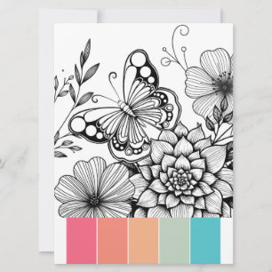 Cartão de Arte Borboleta com Esquemas de Cores