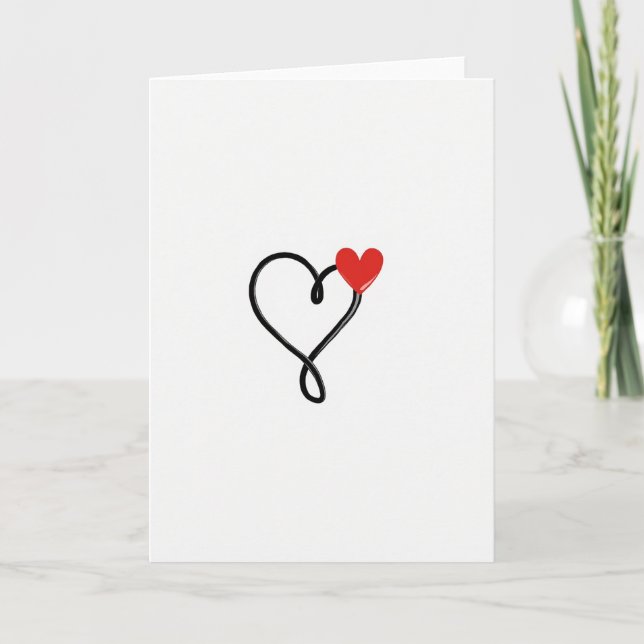 Cartão de Arte com Coração de Amor Vermelho (Frente)