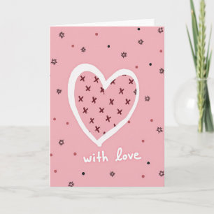 Cartão de Arte com Coração e Esboço de Amor