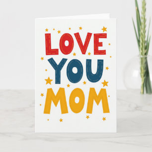 Cartão de Arte com Estrelas e Amor para a Mamãe