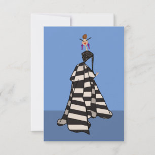 Cartão de Arte com Ilustração de Mulher em Listras
