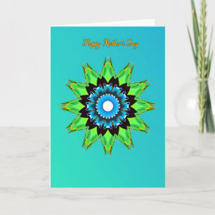 Cartão de Arte com Padrão Floral Aqua