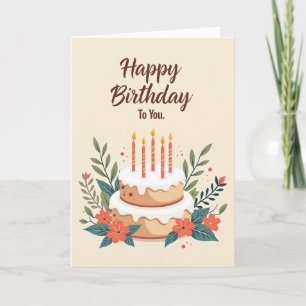 Cartão de Arte de Aniversário Iluminado por Velas