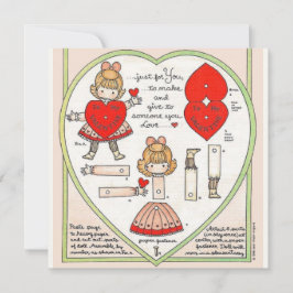 Cartão de arte de boneca de papel vintage do Dia d