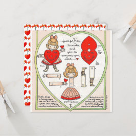 Cartão de arte de boneca de papel Vintage Valentin